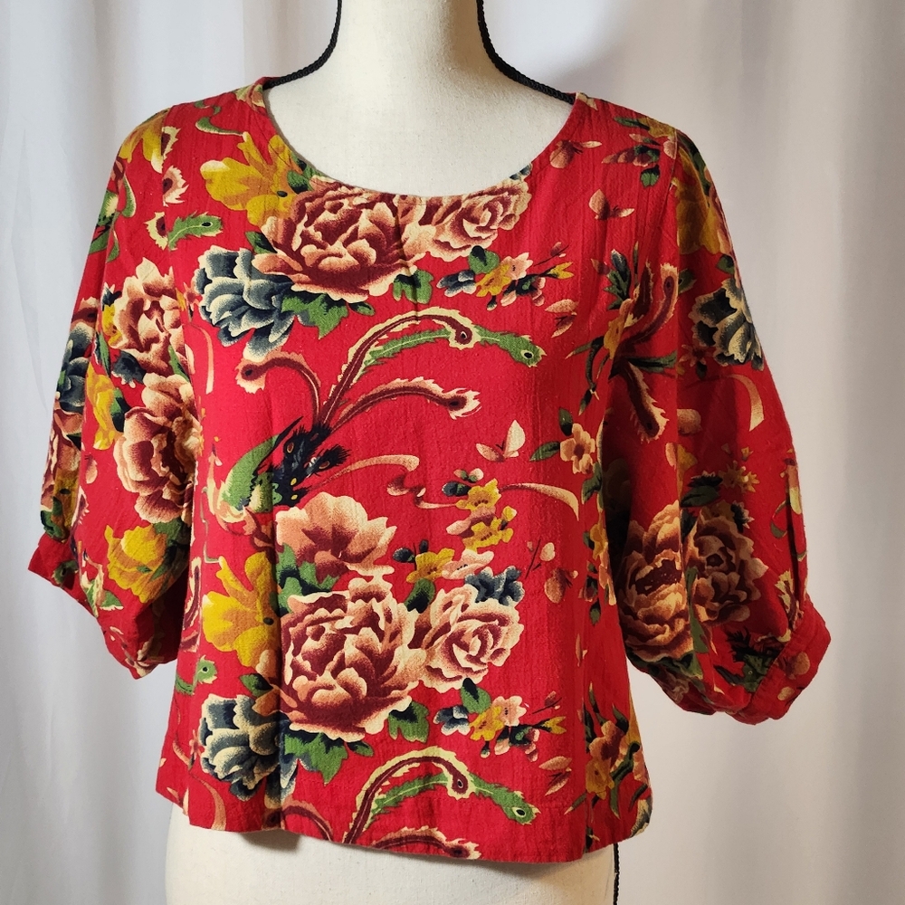 Linen Floral Blouse